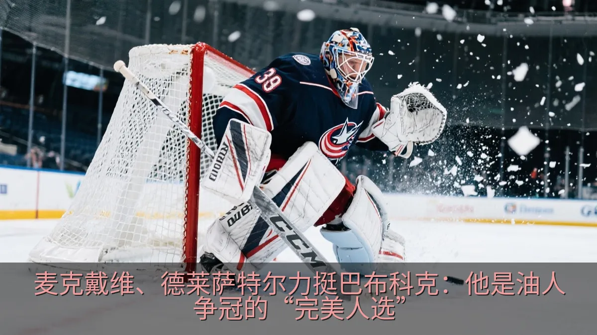 冰球守门员在冰面上进行比赛训练