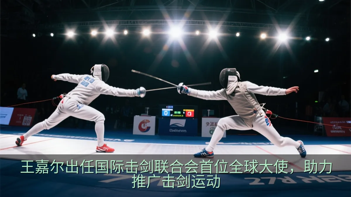 击剑运动员在赛场上进行佩剑比赛